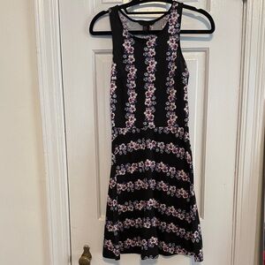 Zara Black and Pink Floral Mini Dress